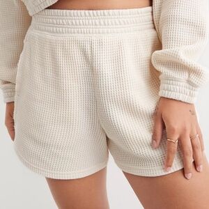 Aerie High Waisted Waffle Shorts | Size XL | Toasted Coconut